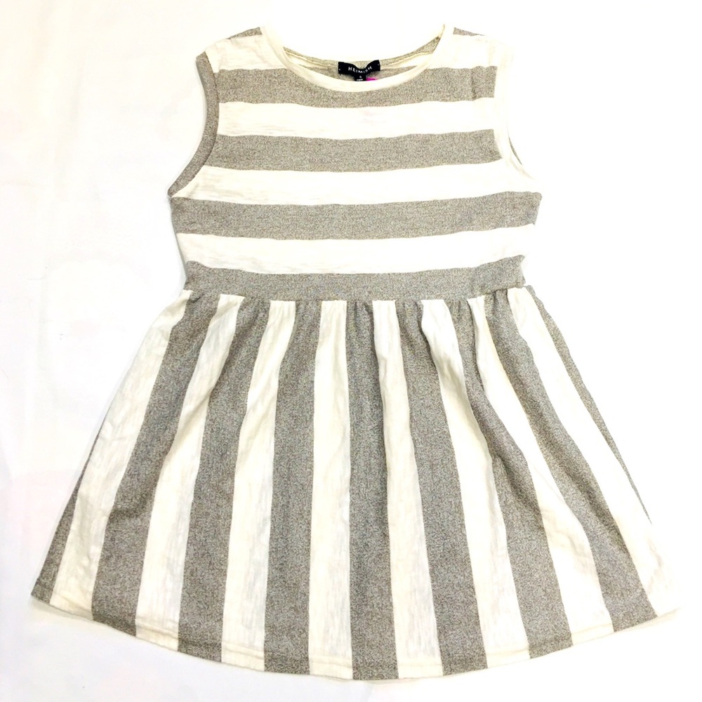 NWT Heimish Small Grey and White Striped Sleeveless Mini Sun Dress Spring Summer